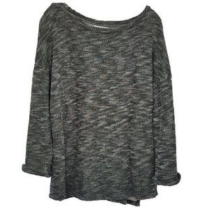 Pure Energy Womens Size 1X Gray Knit Round Neck Long‎ Sleeve Sweater